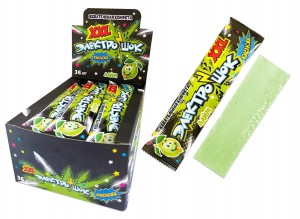 Жевательные конфеты ЭЛЕКТРОШОК XXL 25 гр. в кислой обсыпке с ароматом Лайма 1/36шт/12бл. ТМ Холодок