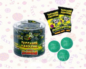 Жевательная резинка ЯЗЫК ЗОМБИ, красящая язык с начинкой, аромат лайма, 3,5 гр.  1/70шт/12бл.