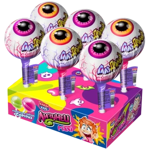 Карамель на палочке в наборе с подарком ЛИЗУНЕЦ MAXI МАКСИ ГЛАЗ ДРАКУЛЫ 112 гр.  Канди Клаб