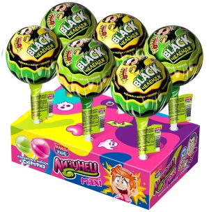 Карамель на палочке в наборе с подарком ЛИЗУНЕЦ MAXI МАКСИ BLACK ЧЕЛЕНДЖ 112 гр. Канди Клаб