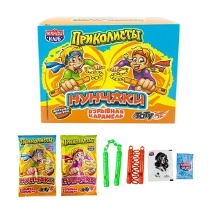 Взрывная карамель с игрушкой и тату ПРИКОЛИСТЫ НУНЧАКИ 1 гр.  1/30шт/12бл. Канди Клаб