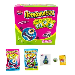 Взрывная карамель с игрушкой и тату ПРИКОЛИСТЫ CRAZY ГЛАЗ 1 гр.  1/30шт/12бл. Канди Клаб