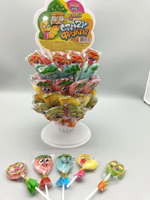 Карамель на палочке ЛИЗУНЕЦ CRAZY ФРУКТЫ 15 гр.  1/60шт/6стенд  Канди клаб