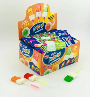 Карамель на неоновой палочке "ЛУЧИСТИК МОРОЖЕНОЕ" ассорти 10 гр.  1/30шт/12бл.  Канди Клаб