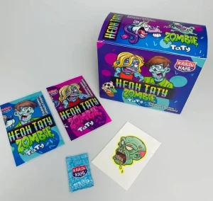 Взрывная карамель "НЕОН ТАТУ ЗОМБИ" со светящейся татуировкой 1 гр   1/48шт/12бл.