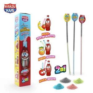 Соломка с кислой пудрой КОЛА ПО ПРИКОЛУ 12 гр.  1/48шт/12бл.  Канди Клаб