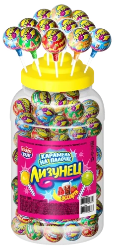 Карамель на палочке ЛИЗУНЕЦ 14 гр.   1/100шт/6бл.  Канди Клаб