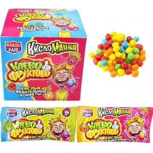 Жевательные конфеты КИСЛОМАНИЯ КЛЕВО ФРУКТОВО 12 гр.  1/30шт/12бл.  Канди Клаб