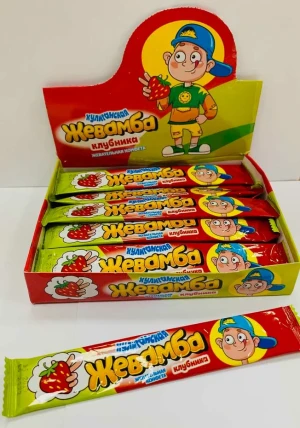 Жевательная конфета "Хулиганская Жевамба" клубника 12 гр  1/24шт/24бл.  Канди  Клаб