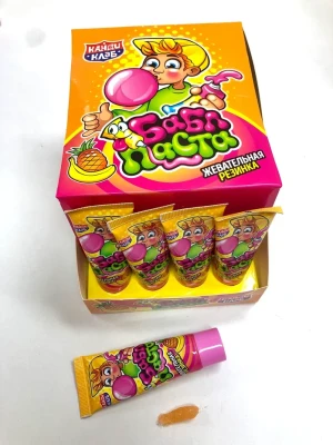 Жидкая жевательная резинка БАБЛ ПАСТА со вкусом тутти-фрутти 20 гр.  1/24шт/12бл.  Канди Клаб