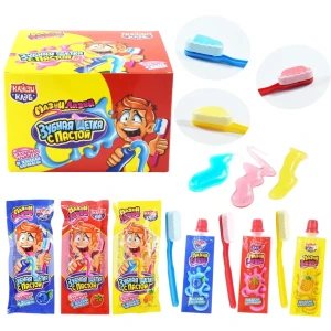 Сахарное конфета и жидкая карамель ЗУБНАЯ ЩЕТКА С ПАСТОЙ 15 гр. Канди Клаб     1/30шт/12бл.