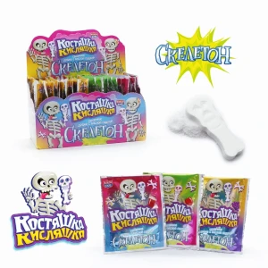 Сахарное драже с кислой пудрой Костяшка кисляшка Скелетон 6 гр. 1/30шт/18бл. Канди Клаб