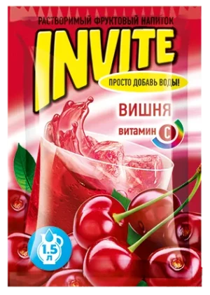 Растворимый напиток Invite Инвайт Вишня 9 гр. 1/24шт/8бл. Канди Клаб