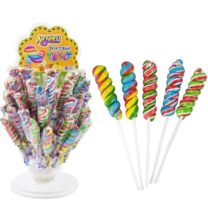 Карамель на палочке ЛИЗУНЕЦ ФРУКТОВЫЙ ТВИСТ 15 гр. 1/60шт/6стенд Канди клаб