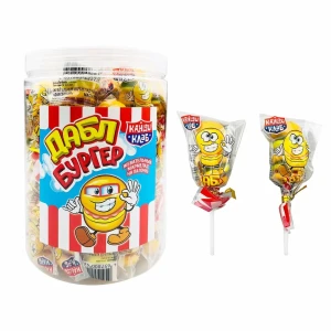 Мармелад на палочке ДАБЛ БУРГЕР 12 гр.  1/50шт/8бл.  Канди Клаб