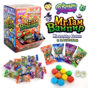 Жевательная резинка MR. ГАМ ВАМПИР с начинкой 4,5 гр.  1/200шт/6бл.  Канди Мастер