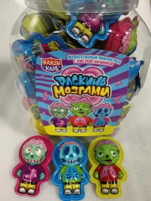 Мармелад с кислой начинкой РАСКИНЬ МОЗГАМИ 10 гр.   1/50шт/12бл.  Канди Клаб