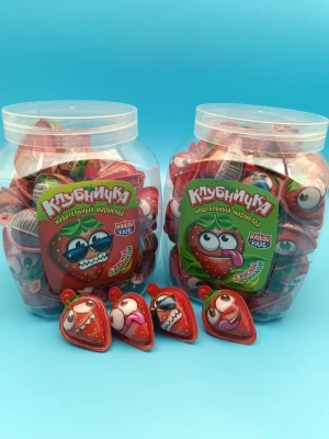 Мармелад с кислой начинкой КЛУБНИЧКА 12 гр.  1/50шт/12бл.  Канди Клаб