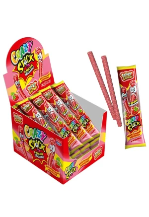 Мармелад в кислой обсыпке CRAZY GUMMY CRAZY STICK 20 гр.  вкус Клубника 1/24шт/12бл. Канди Клаб