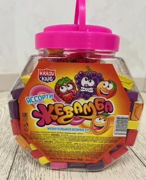 Жевательные конфеты ЖЕВАМБА ассорти 16 гр.  1/60шт/10банок  Канди Клаб