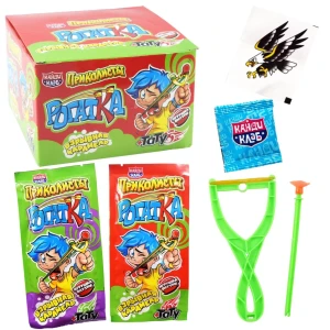 Взрывная карамель с игрушкой и тату ПРИКОЛИСТЫ РОГАТКА 1 гр.  1/30шт/12бл. Канди Клаб