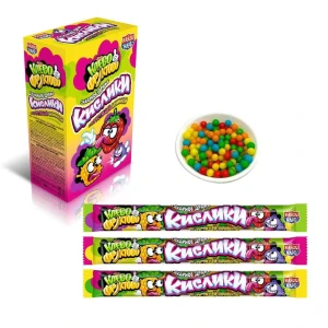 Сахарное драже с хрустящей начинкой КИСЛИКИ КЛЕВО ФРУКТОВО  18 гр.  1/30шт/12бл.  Канди Клаб