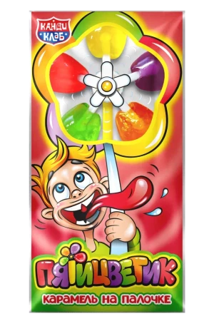 Карамель на  палочке ПЯТИЦВЕТИК 12 гр.  1/30шт/12бл.  Канди Клаб