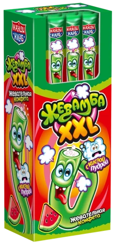 Жевательные конфеты с кислой пудрой ЖЕВАМБА XXL Арбуз 15 гр. 1/30шт/12бл. Канди Клаб