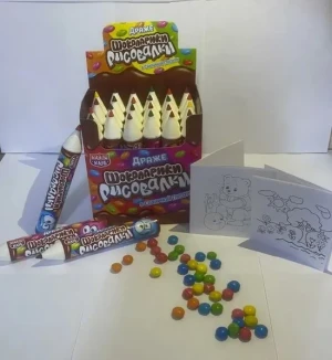 Драже в шоколадной глазури ШОКОЛАРИКИ РИСОВАЛКИ 12 гр.  1/24шт/12бл.  Канди Клаб