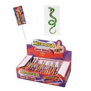 Жевательные конфеты ЖЕВАМБА SUPER TATOO Кола 10 гр.  1/50шт/12бл.  Канди Клаб