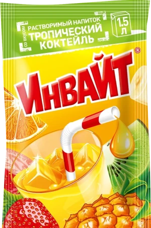 Растворимый напиток INVITE ИНВАЙТ Тропический коктейль 12 гр.  1/24шт/6бл. Канди Клаб