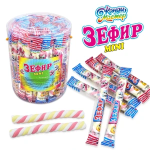 Зефир косичка ЗЕФИР МИНИ С ДЖЕМОМ 12 гр.  1/60/6бл.  Канди Мастер