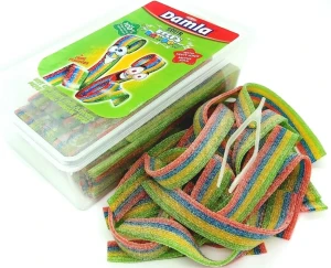 Мармелад DAMLA ДАМЛА Кислые ремешки Радуга 10 гр.   1/1кг/12бл. Tayash № 8485