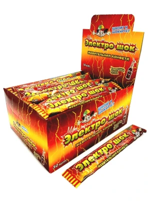 Жевательные конфеты ЭЛЕКТРОШОК 20 гр. с кислой начинкой с ароматом Колы 1/50шт/12бл. ТМ Холодок