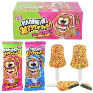 Мармелад в хрустящей обсыпке ПЛОМБИР ХРУСТЯМБА 15 гр.  1/30шт/12бл.  Канди Клаб