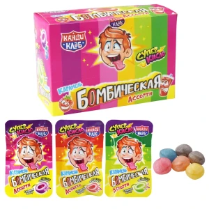 Карамель Бомбическая ассорти 13 гр.  1/30шт/12бл.  ТМ Канди Клаб