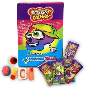 Мармелад CRAZY GUMMY ЧАСТИ ТЕЛА 10 гр.  1/75шт/8бл.  Канди Клаб