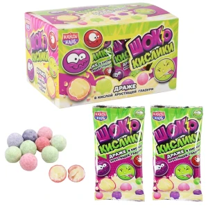 Драже в кислой хрустящей глазури ШОКОКИСЛИКИ 10 гр.  1/30шт/12бл.  Канди Клаб
