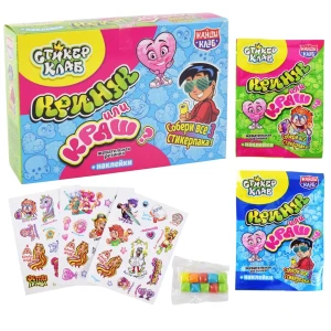 Жевательная резинка с наклейками СТИКЕР КЛАБ. КРИНЖ ИЛИ КРАШ?  3 гр.  1/36шт/12бл.  Канди Клаб