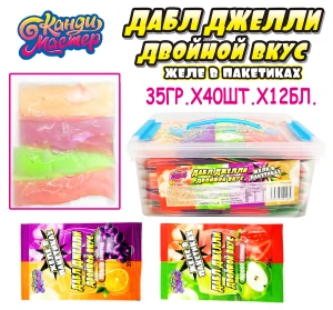 Желе ДАБЛ ДЖЕЛЛИ 35 гр. двойной вкус  1/40шт/12бл.  Канди Мастер