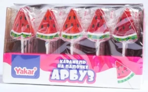 Карамель на палочке АРБУЗ 16 гр.   1/30шт/10бл.  Yakar
