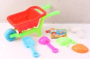 Песочный набор Тачка 24х9.5х11 см + 2 лопатки + 2 формочки в  сетке