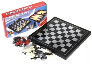 Настольная Игра Шахматы, шашки, нарды 3 в 1 магнитная в коробке 20х10 см