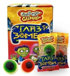 Мармелад «CRAZY GUMMY. Глаз зомби» 10 гр. 1/75шт/8бл.  Канди Клаб