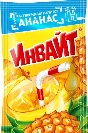 Растворимый напиток INVITE ИНВАЙТ Ананас 12 гр.  1/24шт/6бл.  Канди Клаб