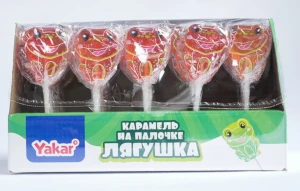 Карамель на палочке ЛЯГУШКА 15 гр.  1/30шт/10бл.  YAKAR