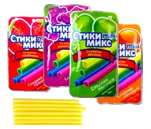 Мягкая карамель Сладкие палочки СТИКИ МИКС МИНИ  7 гр.   1/30шт/24бл   ТМ ВК