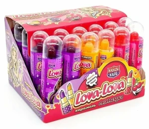 Карамель LOVA LOVA ПОМАДА ассорти 4 гр.     1/30шт/12бл.    Канди Клаб