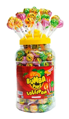 Леденцы карамельные на палочке BUMBA POPS 14 гр.  1/100шт/6бл.  Канди Клаб