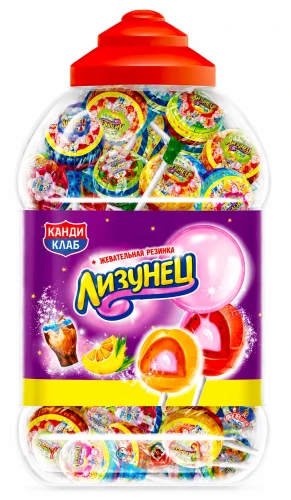 Карамель на палочке ЛИЗУНЕЦ 20 гр.  Ассорти        1/80шт/6бл.      YAKAR